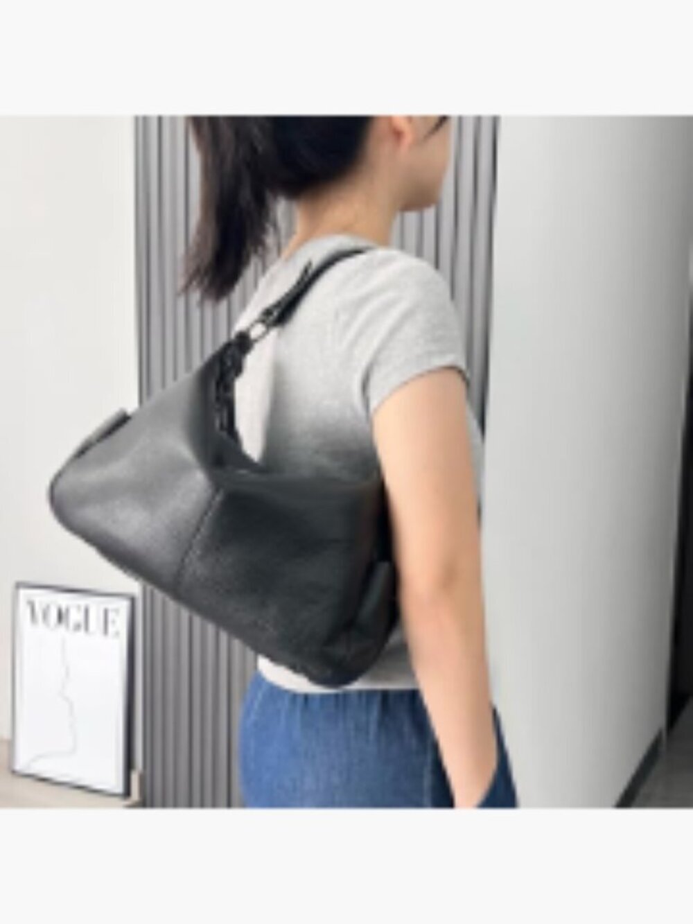 Genuine Leather Messenger Hobo Crossbody Bag with Adjustable Straps - Picture 2 of 7